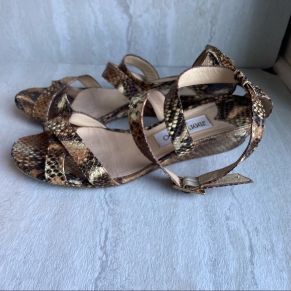 Jimmy Choo snake skin python sandal wedge size 39 (8.5) Authentic - Picture 1 of 11